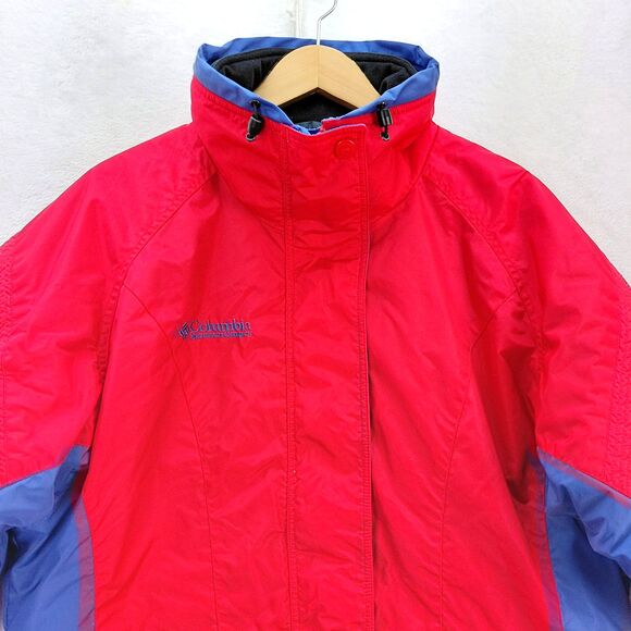 Columbia Women Gizmo Jacket Large Red Blue Colorblock 3 in 1 Winter Ski Coat VTG - Picture 3 of 16